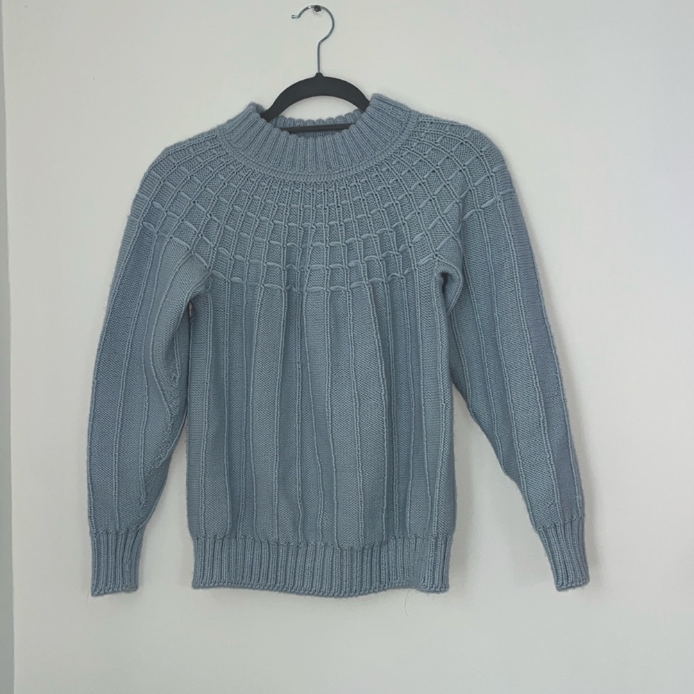 Handmade light blue knit sweater in a size small